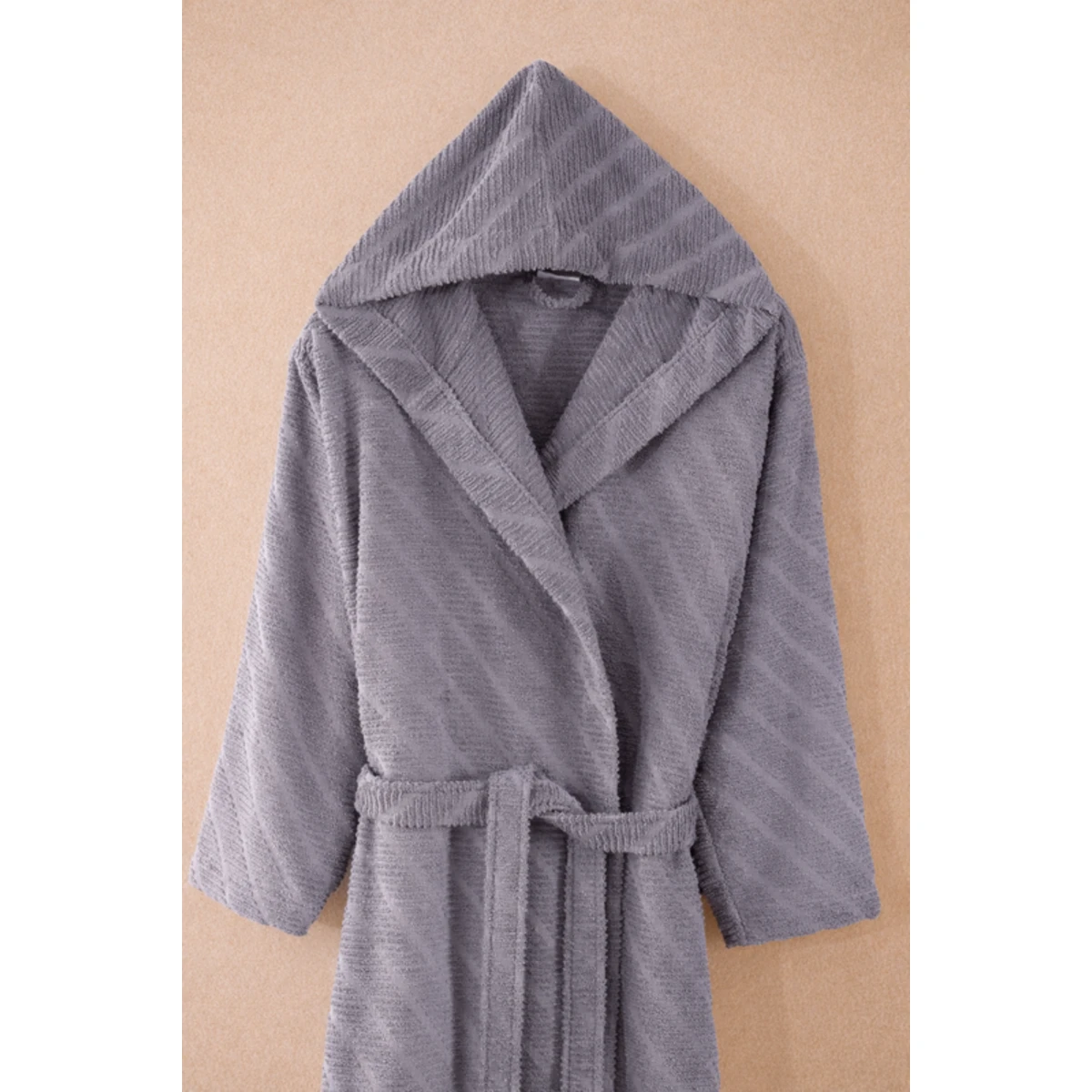 Manamo Dolce Bathrobe Cotton Plum Jaqcuard Hooded L/XL