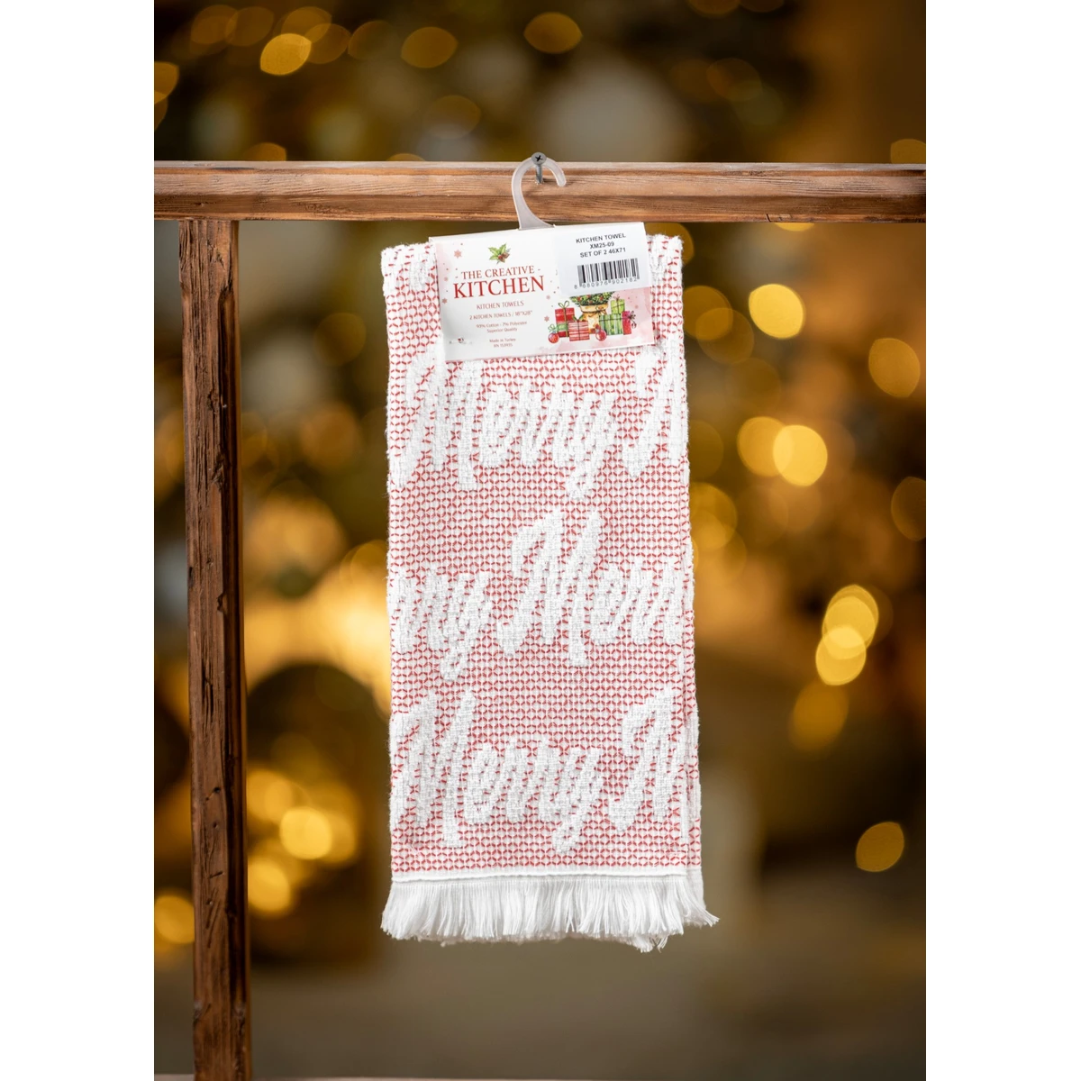 Manamo Merry Christmas Kitchen Towel Set Cotton White/Red  40x71+2
