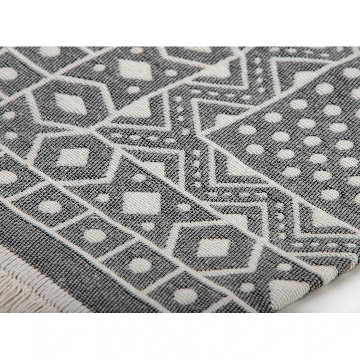 Manamo Elisa Carpet Cotton Acrylic Double Sided Grey 80x150 cm   