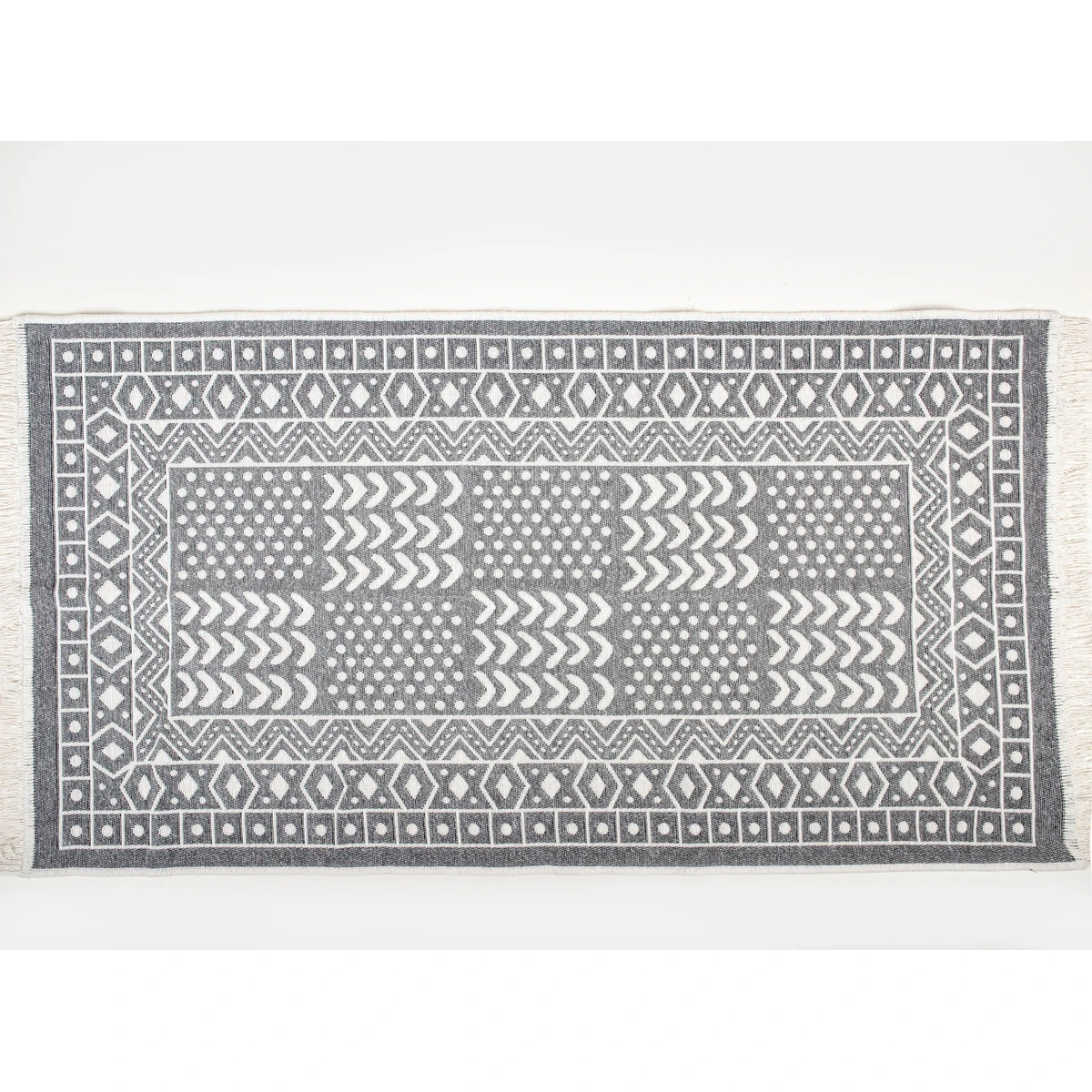 Manamo Elisa Carpet Cotton Acrylic Double Sided Grey 80x150 cm   