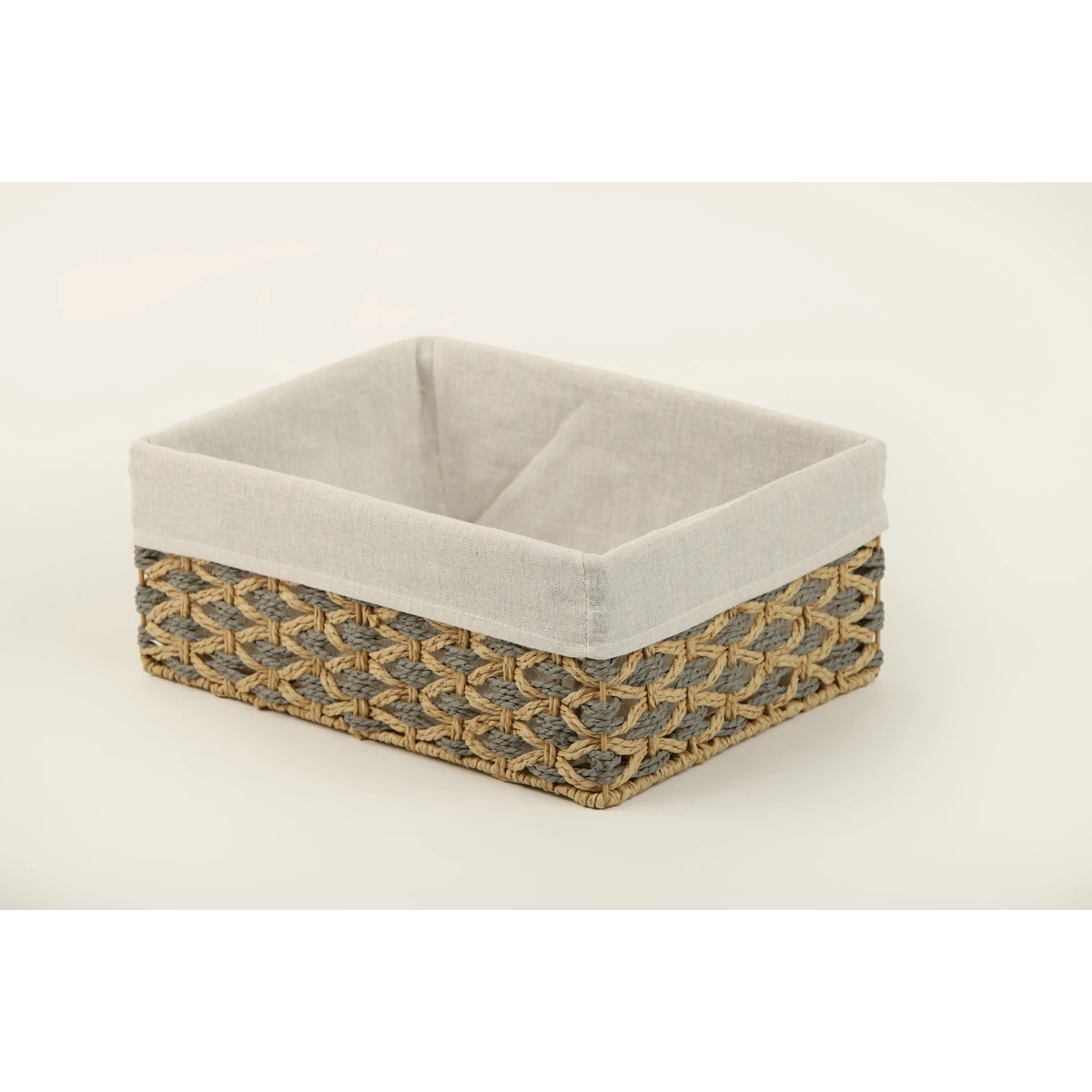 Manamo Bety Decorative Basket Wicker Natural/Grey Rectangular 40x30x15 cm