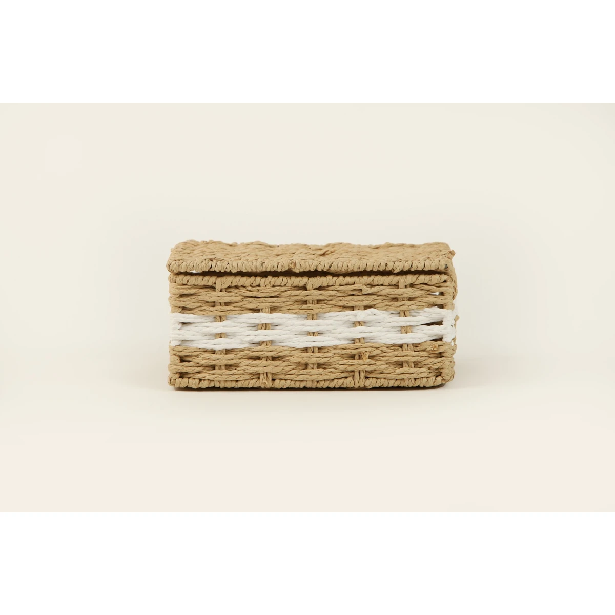Manamo Pretty Lid Box Wicker Natural/White  23x16x10 cm