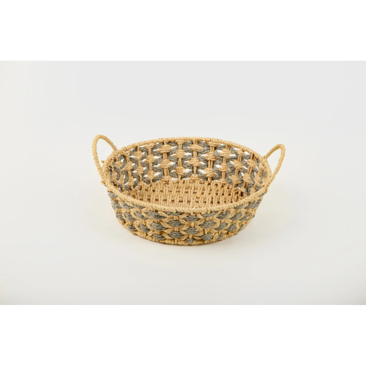 Manamo Bety Decorative Basket Wicker Natural/Grey Round 34x34x11 cm