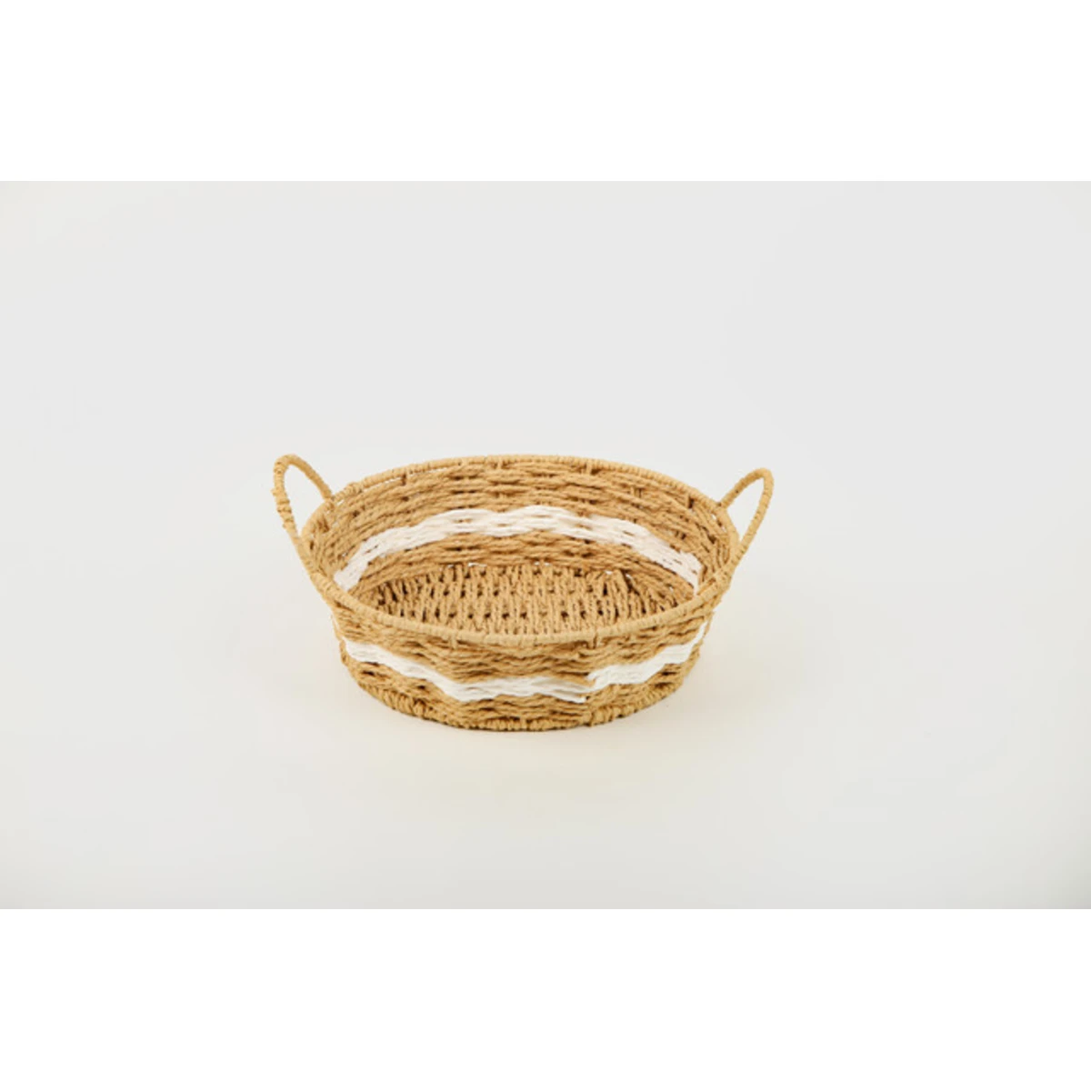 Manamo Pretty Decorative Basket Wicker Natural/White Round 30x30x9 cm