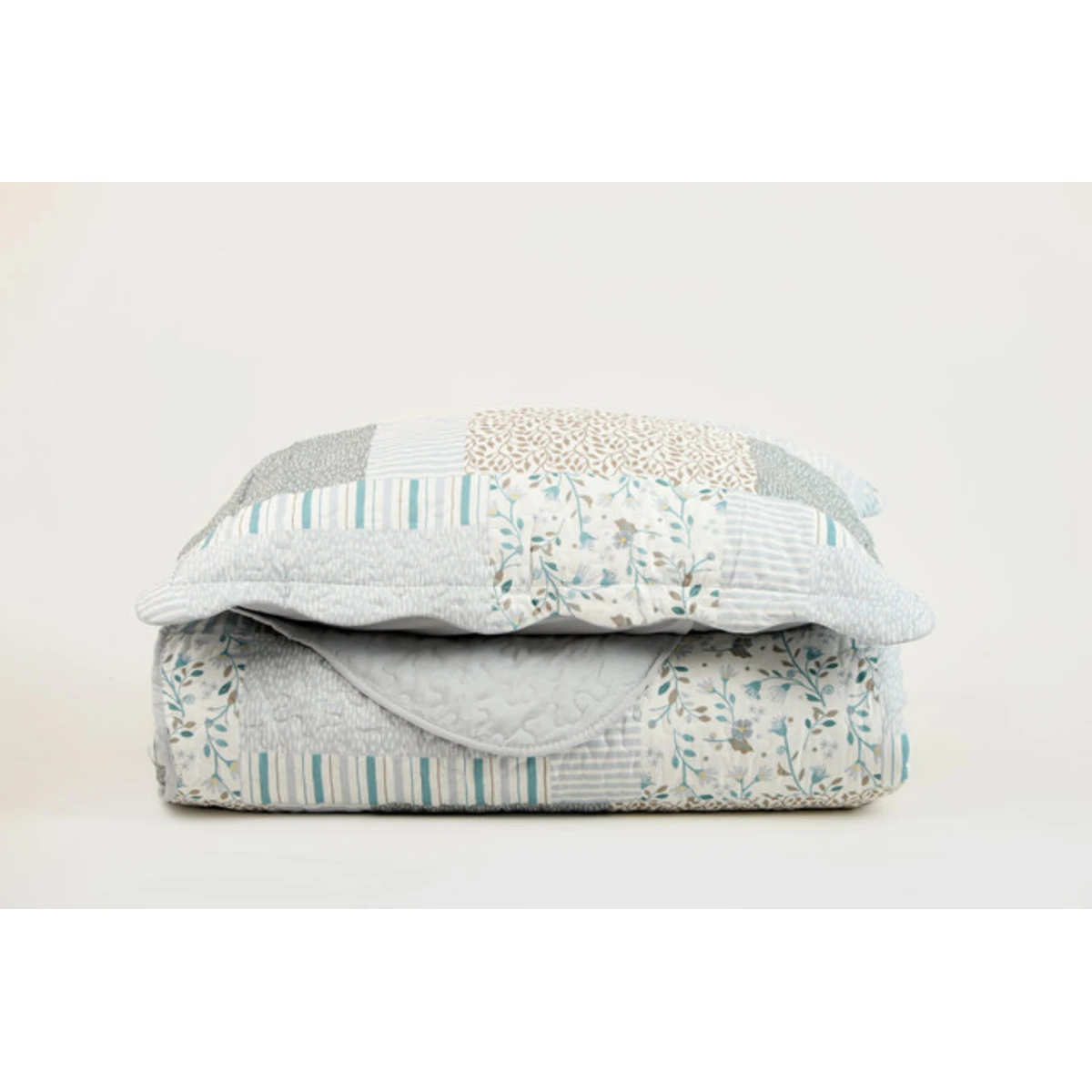 Manamo Mandy Bed Cover  Blue/Beige Single  180x240+50x70 cm