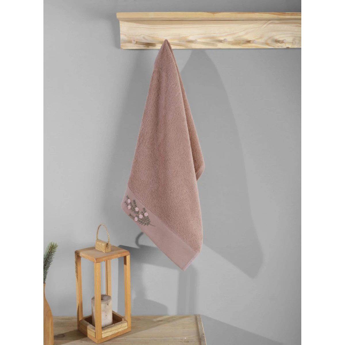 Manamo Tiny Rose Embroidered Face Towel Cotton Blush 50x85 cm