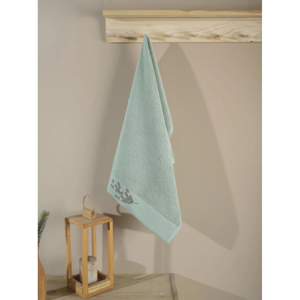 Manamo Tiny Rose Embroidered Face Towel Cotton Cameo 50x85 cm