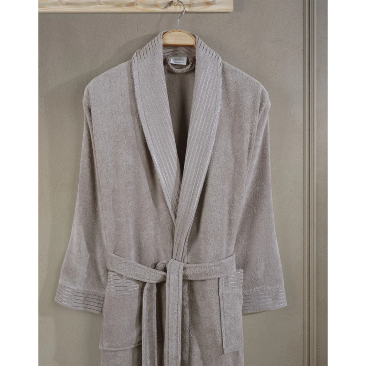 Manamo Jess Shawl Collar Bathrobe Cotton Beige L/XL