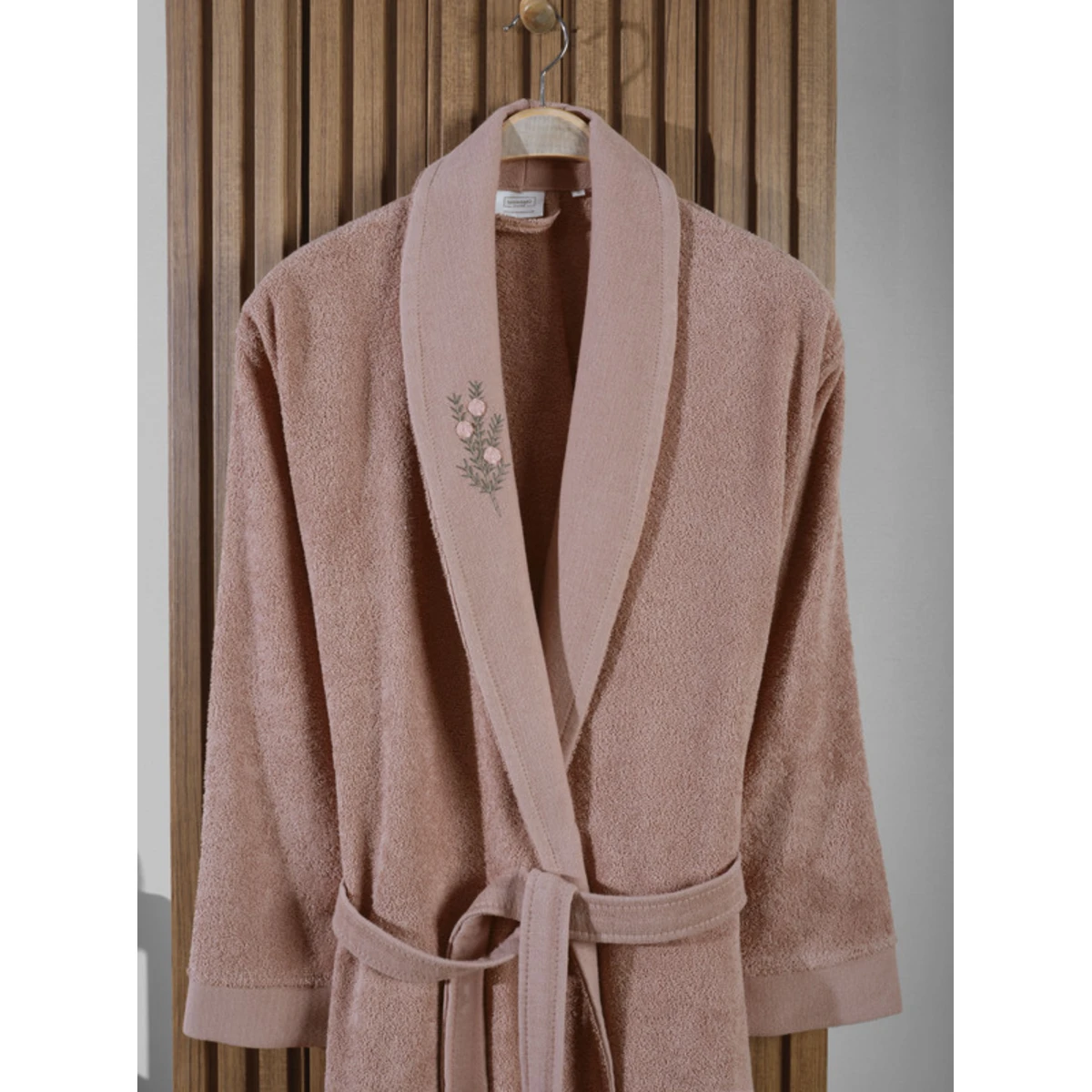 Manamo Tiny Rose Embroidered Bathrobe Cotton Blush L/XL