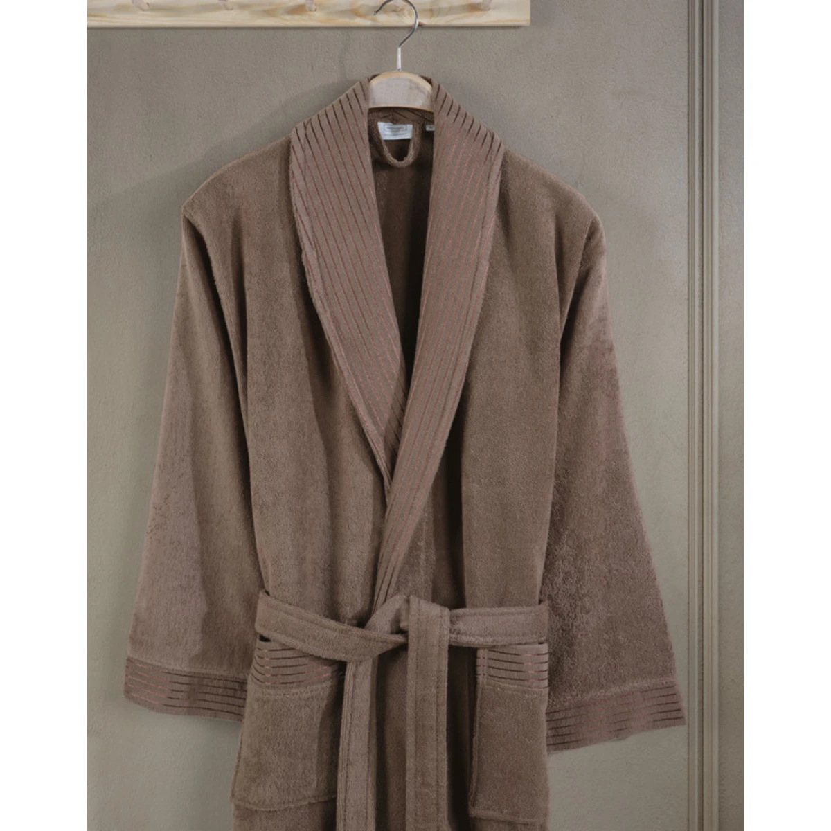 Manamo Jess Shawl Collar Bathrobe Cotton Mocha 2XL/3XL