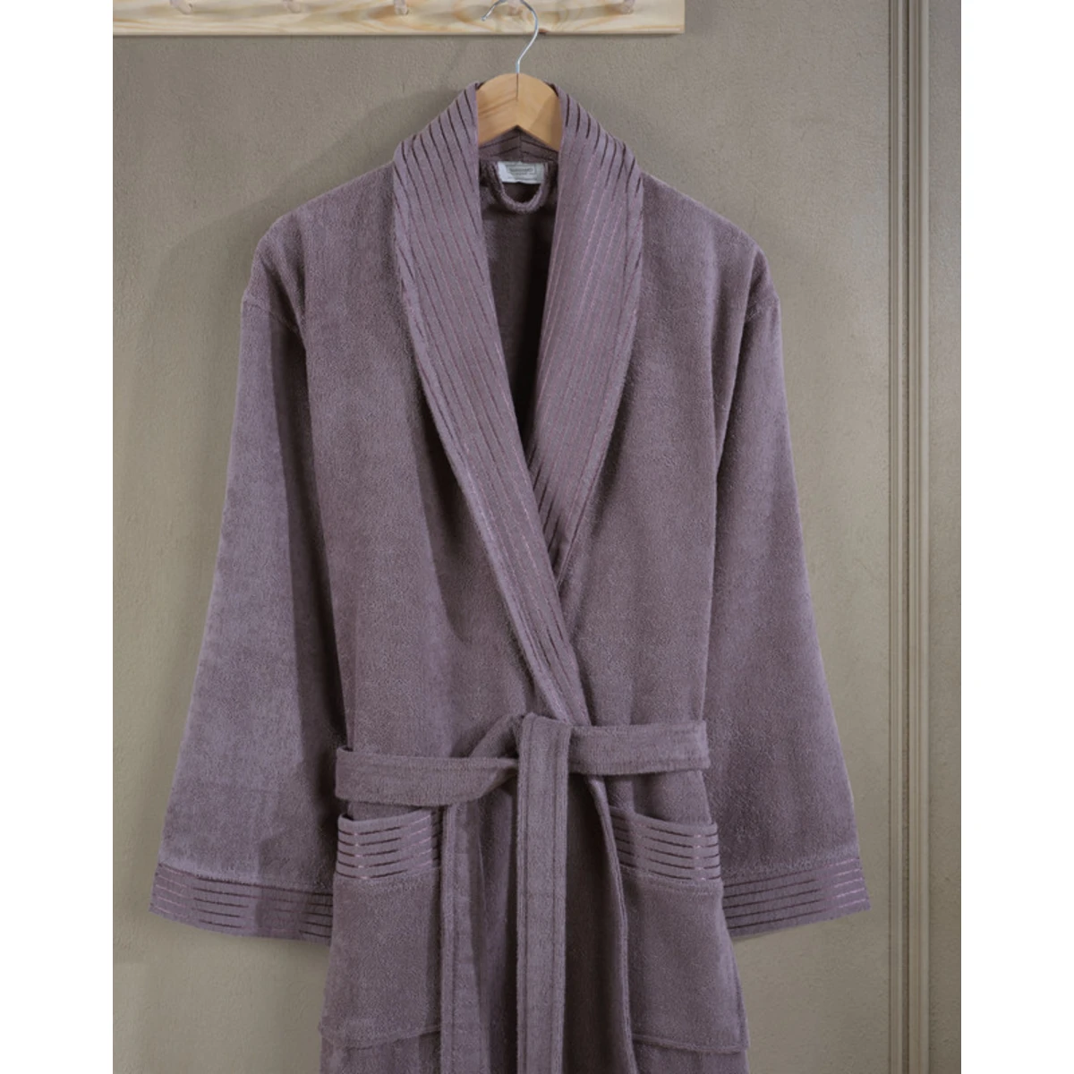 Manamo Jess Shawl Collar Bathrobe Cotton Plum S/M