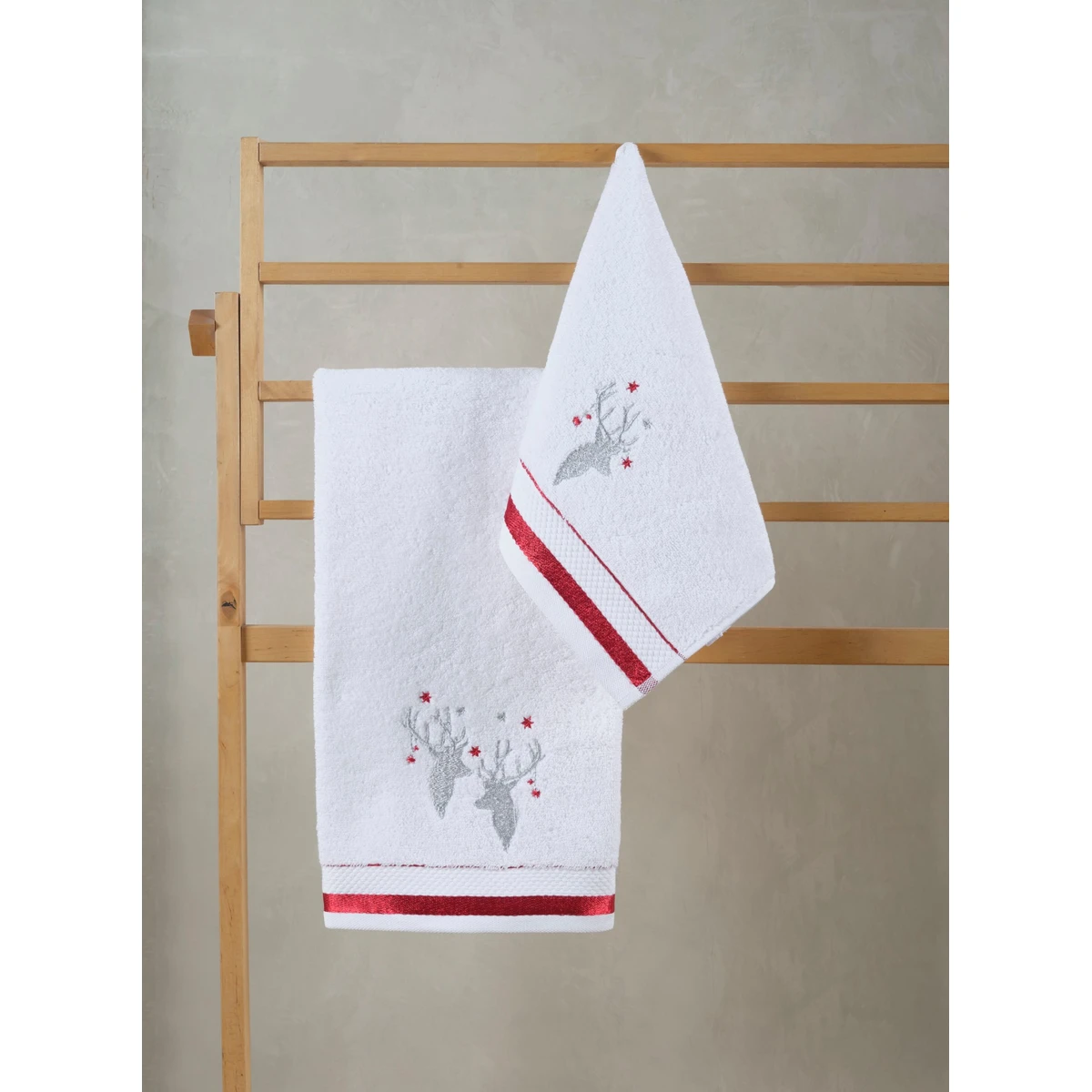 Manamo Deers Christmas Hand Towel Cotton White  30x45 სმ