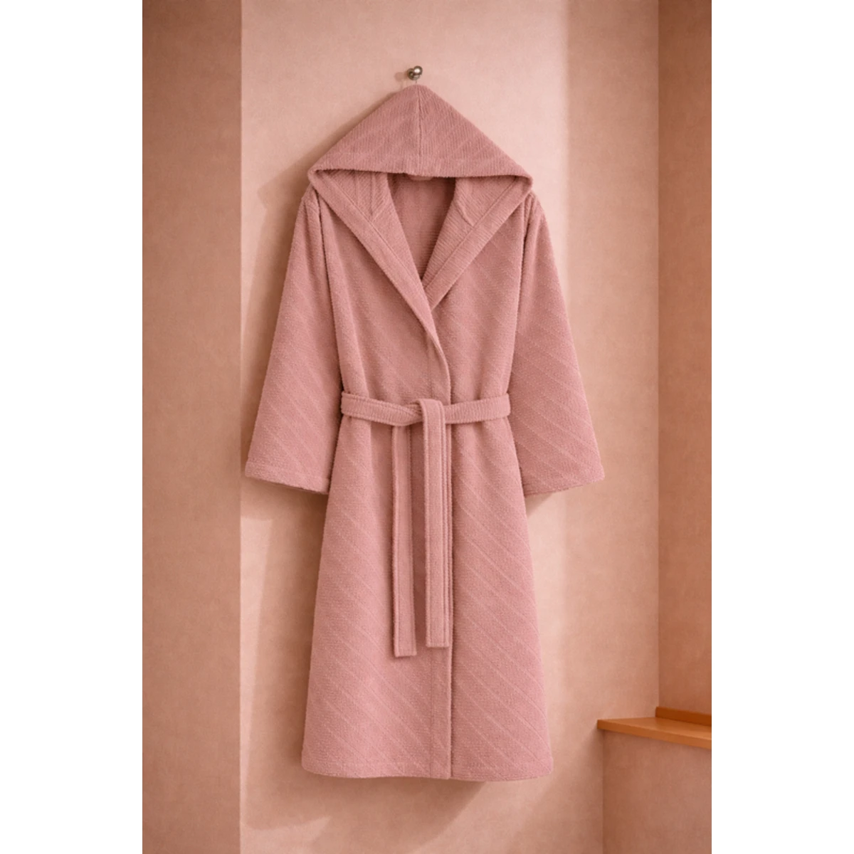 Manamo Dolce Bathrobe Cotton Blush Jaqcuard Hooded 2XL/3XL