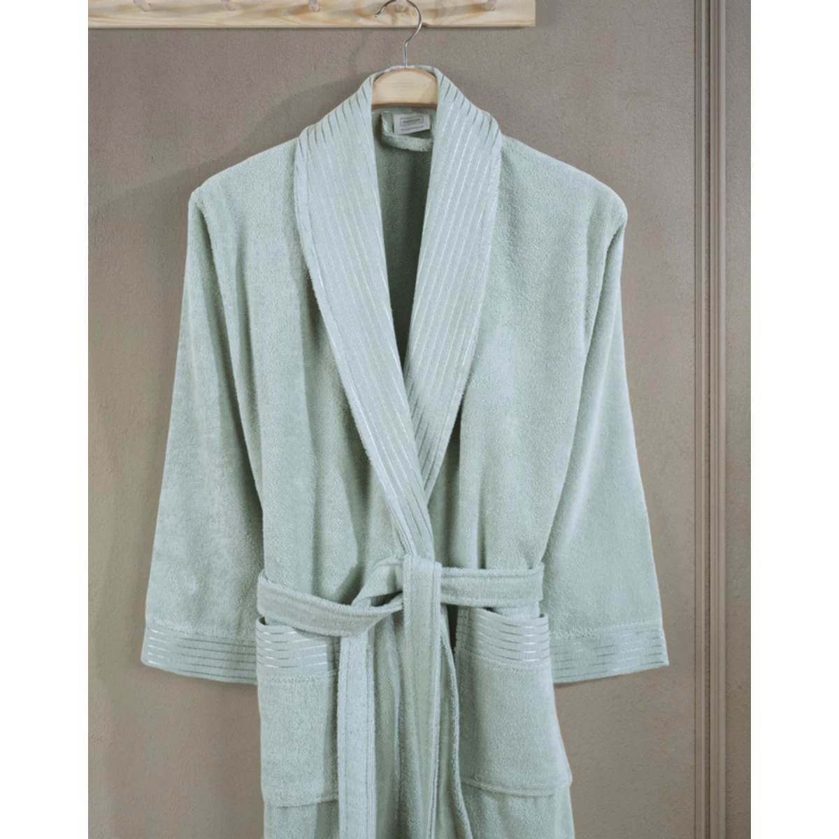 Manamo Jess Shawl Collar Bathrobe Cotton Cameo Green L/XL