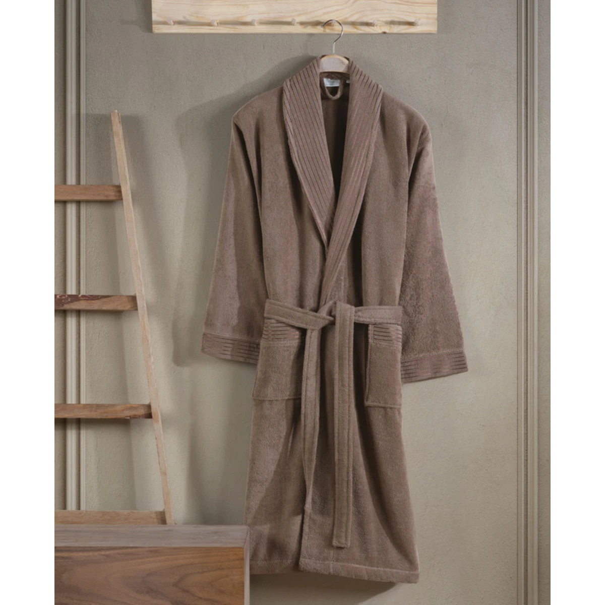 Manamo Jess Shawl Collar Bathrobe Cotton Mocha S/M