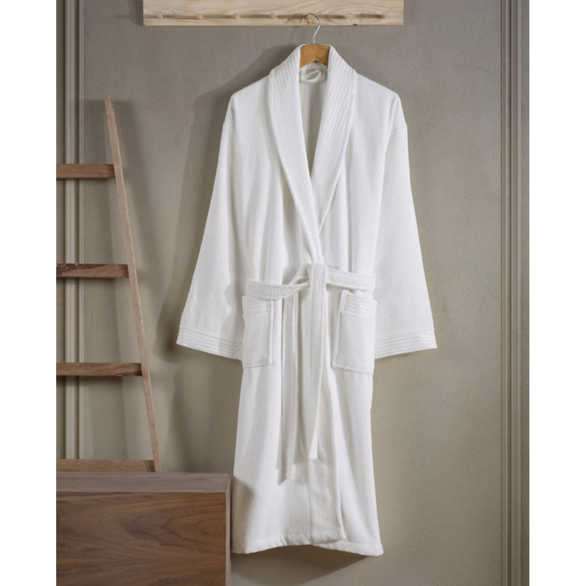 Manamo Jess Shawl Collar Bathrobe Cotton Cream L/XL