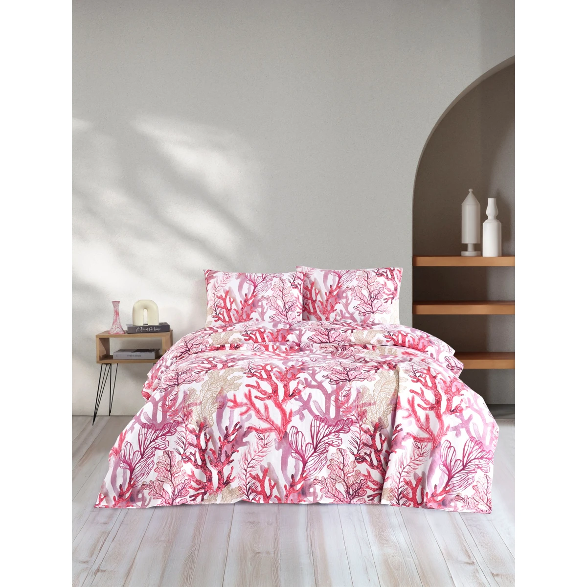 Manamo Coral Digital Printed Pike Bedspread 160x220   
