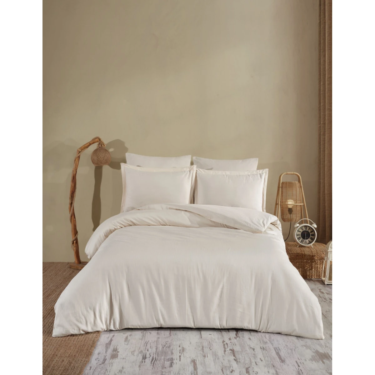 Manamo Prime Stripe Bed Linnen Set  Saten Linen Single 160x220+50x70+180x260 cm