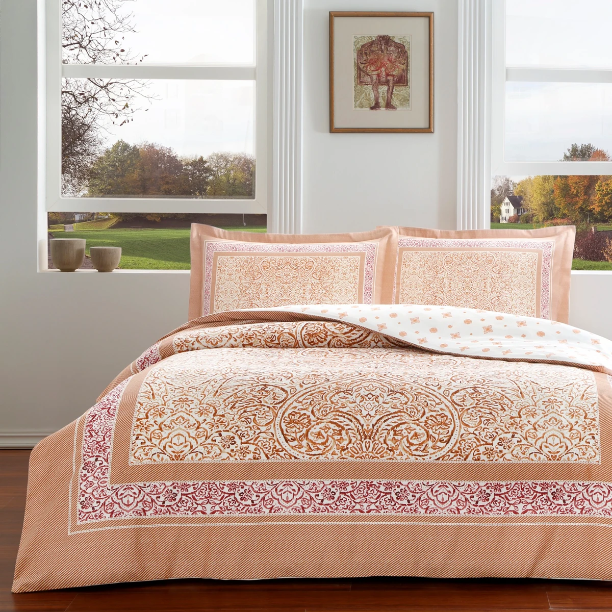 TAC Hamlet Saten Bed Linen Set Double Size 200x220+230x260+50x70(2pc) cm