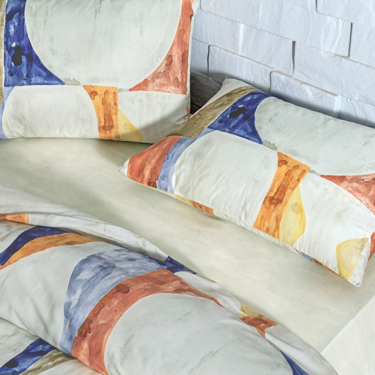 TAC Ranforce Axel Bed Linen Set Single Blue 160x220+100x200+50x70 cm   