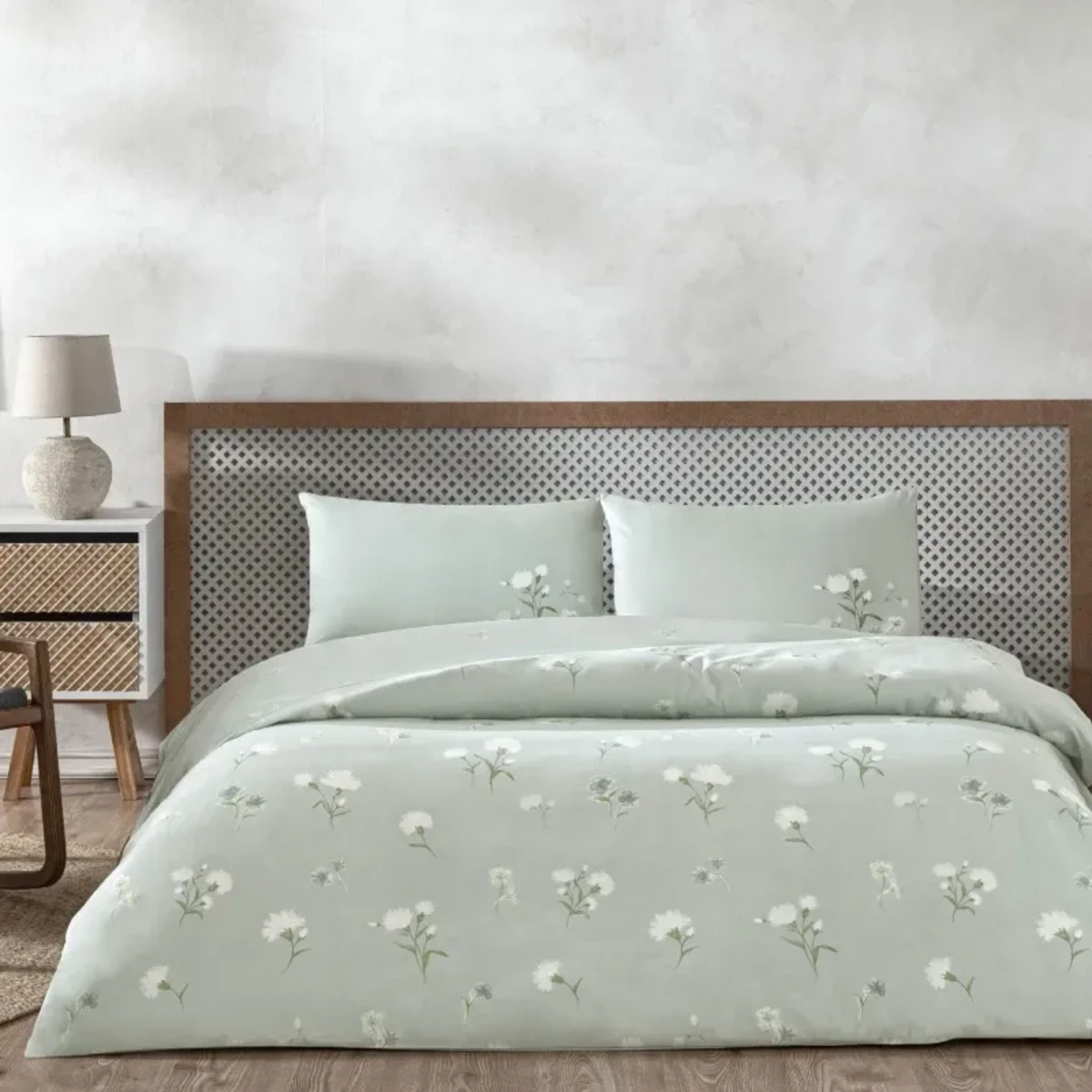 TAC Aveste Bed Linen Set Cotton Blue Single 160x220+180x260+50x70 cm