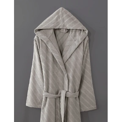 Manamo Dolce Bathrobe Cotton Vizon Jaqcuard Hooded S/M