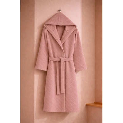 Manamo Dolce Bathrobe Cotton Blush Jaqcuard Hooded S/M