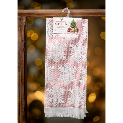 Manamo Snowflake Kitchen Towel Set Cotton White/Red  40x71+2