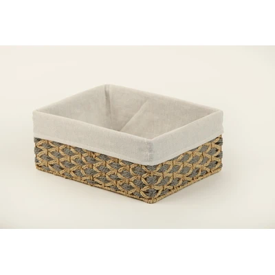 Manamo Bety Decorative Basket Wicker Natural/Grey Rectangular 30x20x14 cm