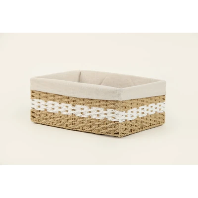 Manamo Pretty Decorative Basket Wicker Natural/White Rectangular 40x30x15 cm