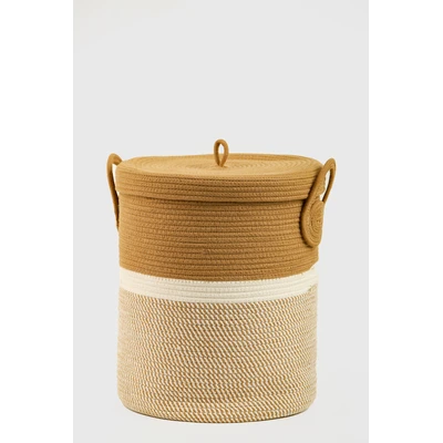 Manamo Lily Laundry Basket Cotton Covered Camel/White  38x45 cm