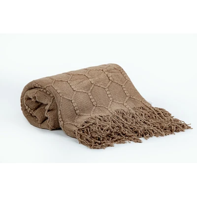 Manamo Honeycomb Throw Acrylic Mocha 130x170 cm