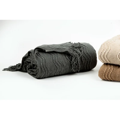 Manamo Zigzag Throw Acrylic Anthracite 130x170 cm