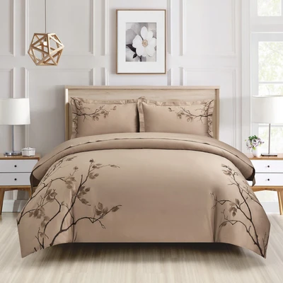 Manamo Shadow Bed Linnen Set  Saten Embroidered Mink Double200x220 cm+240x260 cm+50x70 cm(2)