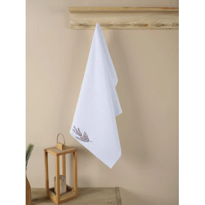 Manamo Tiny Rose Embroidered Face Towel Cotton White 50x85 cm