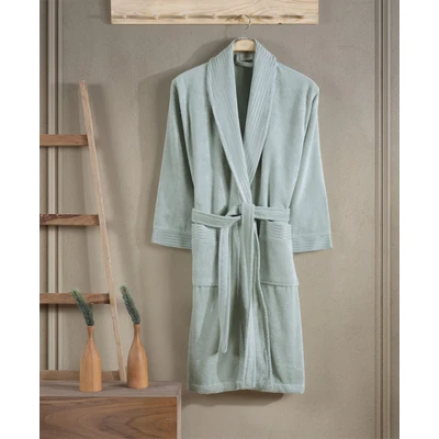 Manamo Jess Shawl Collar Bathrobe Cotton Cameo Green S/M