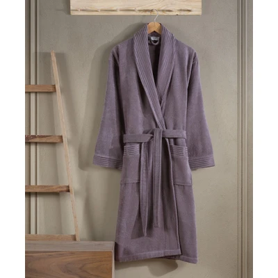 Manamo Jess Shawl Collar Bathrobe Cotton Plum L/XL
