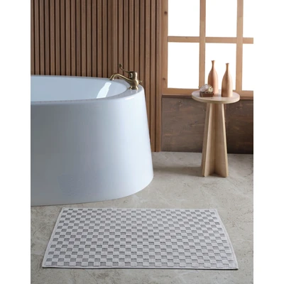Manamo Checkers Cotton Bathmat Metal Grey 50x70   