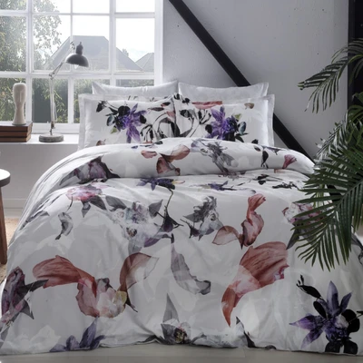 TAC Garoa Digital Saten Bed Linen Set Double Size 200x220+240x260+50x70(4pc) cm