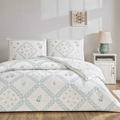 TAC Elyon Ranforce Bed Linen Set Single Blue 160x220+180x260+50x70 cm 
